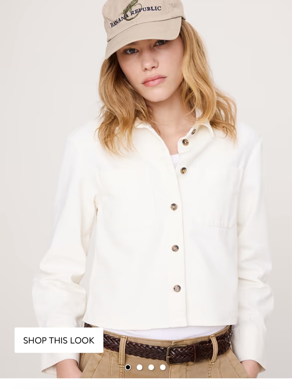 Banana Republic White Denim Utility Jacket